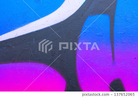 Bold abstract graffiti on urban wall, vibrant pink and blue gradient art 137652065
