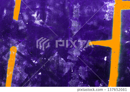 Vibrant purple graffiti wall with bold orange strokes, urban street art texture Vibrant purple graffiti wall with bold orange strokes, urban street art texture 137652081
