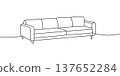 Modern sofa in outline. Clean-lined interior furniture sketch for home and product mockups. 137652284