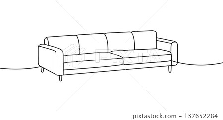 Modern sofa in outline. Clean-lined interior furniture sketch for home and product mockups. Modern sofa in outline. Clean-lined interior furniture sketch for home and product mockups. 137652284