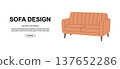 Flat soft pastel sofa design and text. Modern furniture illustration for interior branding and design promotion. 137652286