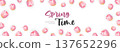 Spring Time banner with pink tulip pattern. 3D realistic floral seasonal illustration 137652296