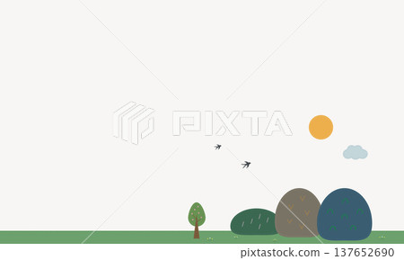 春日山景,鳥語花香,陽光普照,針腳風格毛氈插畫背景(留白) 春日山景,鳥語花香,陽光普照,針腳風格毛氈插畫背景(留白) 137652690