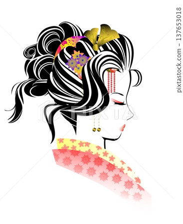Woman's face, Japanese hairstyle, kimono 137653018