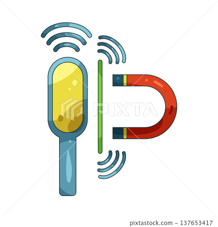 Illustration of metal detector and magnet Illustration of metal detector and magnet 137653417