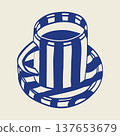 Hand drawn coffee cup vector illustration in Mediterranean style. Minimal line art cafe drink icon for coffee shop branding, restaurant menus, barista graphics and beverage designs. 137653679