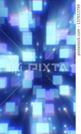 Abstract background of glowing floating squares and soft bokeh lights, symbolizing digital data, virtual interfaces, and futuristic technology Abstract background of glowing floating squares and soft bokeh lights, symbolizing digital data, virtual interfaces, and futuristic technology 137653799