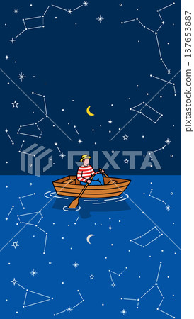 Man Rowing Under Constellations Man Rowing Under Constellations 137653887