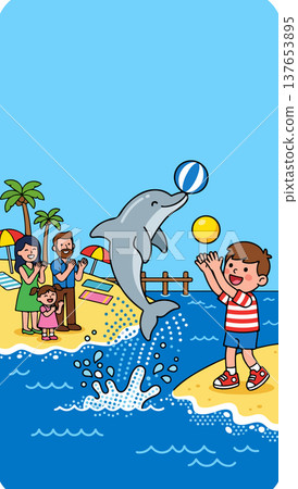 Dolphin playing with a boy on the beach Dolphin playing with a boy on the beach 137653895