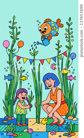 Underwater Garden Illustration Underwater Garden Illustration 137653899