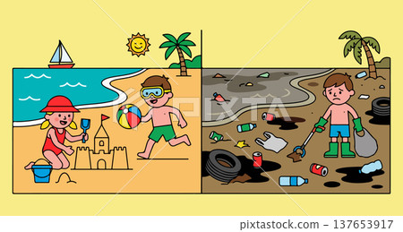 Beach Pollution Comparison Beach Pollution Comparison 137653917