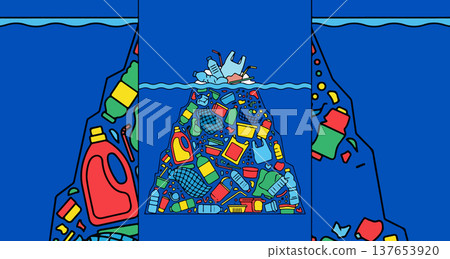 Ocean Plastic Pollution Iceberg Ocean Plastic Pollution Iceberg 137653920