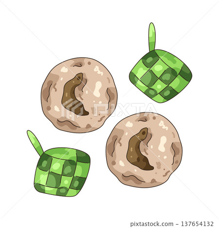 Illustration of ketupat and cookies Illustration of ketupat and cookies 137654132