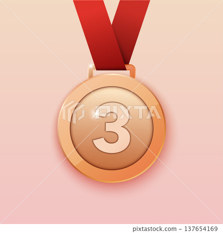 Bronze medal for third prize. Vector illustration. Bronze medal for third prize. Vector illustration. 137654169
