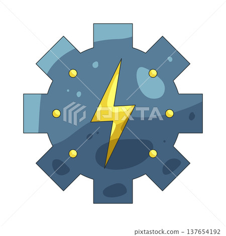 Illustration of gear with lightning bolt  137654192