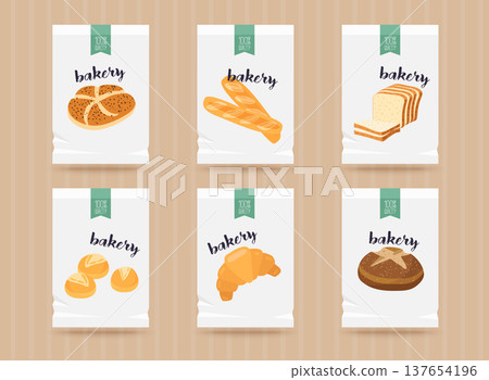 Vector hand drawn bread mock up set. Vector illustration, isolated on white. 137654196