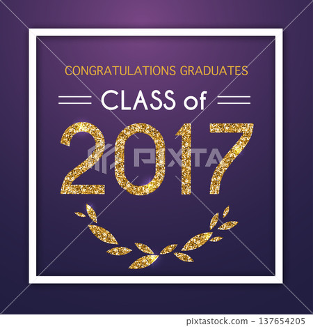 Congratulations on graduation 2017 class of. Party, Celebrate, High School / College Vector illustration on blue background. 137654205