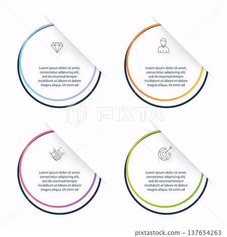 Vector info graphics for your business presentations. Can be used  website layout, numbered banners, diagram, horizontal cutout lines, web design. 137654263