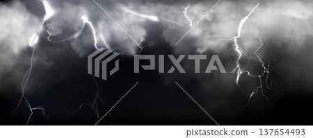 Thunderbolt, lightning strike in stormy dark cloud 137654493