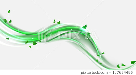 Fresh green leaves swirling in dynamic air flow Fresh green leaves swirling in dynamic air flow 137654496
