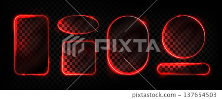 Glass frames set with neon red light effects Glass frames set with neon red light effects 137654503