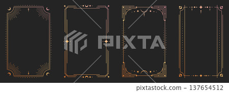 Mystical tarot card back with ornate golden frame 137654512