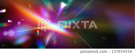 Rainbow light flare with iridescent crystal effect Rainbow light flare with iridescent crystal effect 137654559