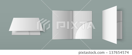 White paper folder mockup with pocket 137654574