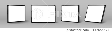 Tablet mockup set with blank white screen Tablet mockup set with blank white screen 137654575
