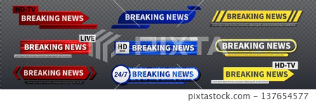 Breaking news TV banner templates set 137654577