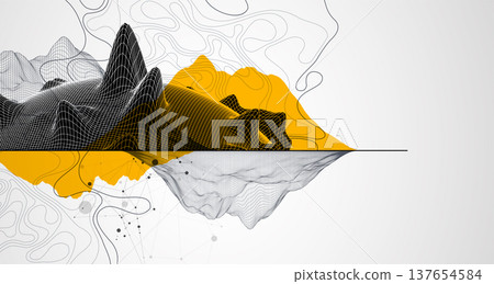 Trendy abstract wireframe background. Mountain art elements. Surface illustration. Vector. Trendy abstract wireframe background. Mountain art elements. Surface illustration. Vector. 137654584