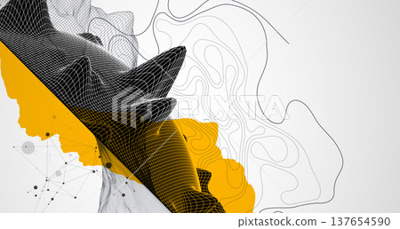 Trendy abstract wireframe background. Mountain art elements. Surface illustration. Vector. Trendy abstract wireframe background. Mountain art elements. Surface illustration. Vector. 137654590