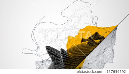 Trendy abstract wireframe background. Mountain art elements. Surface illustration. Vector. Trendy abstract wireframe background. Mountain art elements. Surface illustration. Vector. 137654592
