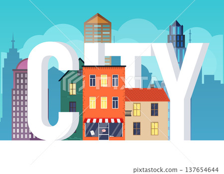 Flat design modern vector illustration icons set of urban landscape and city. 137654644