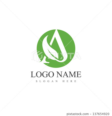 letter a leaf logo vector design template 137654920
