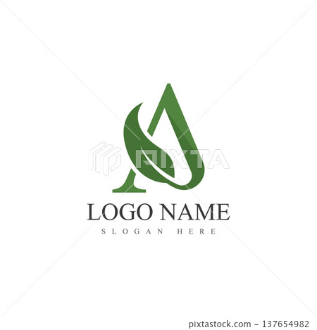 letter a leaf logo vector design template 137654982