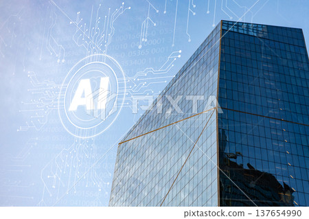 Building with a modern design and a focus on AI technology in the skyline 137654990