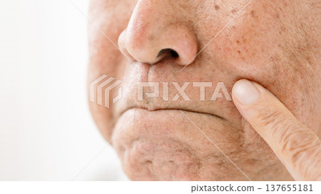 Senior men with nasolabial folds Senior men with nasolabial folds 137655181