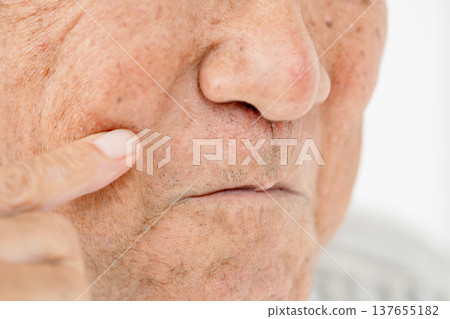 Senior men with nasolabial folds Senior men with nasolabial folds 137655182