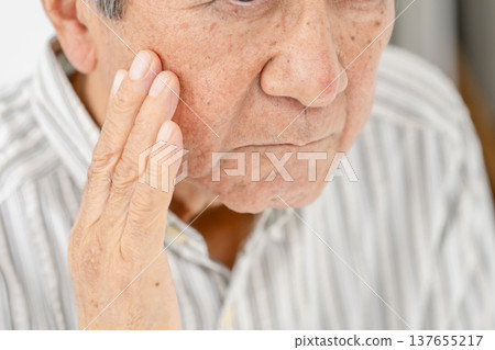 Senior men with nasolabial folds 137655217