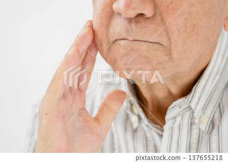 Senior men with nasolabial folds 137655218