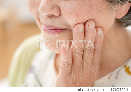 Senior woman nasolabial folds Senior woman nasolabial folds 137655304