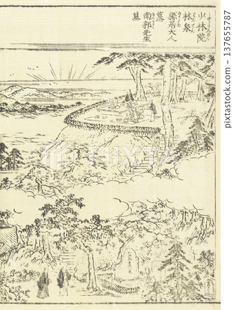 Illustrated Guide to Famous Places of Edo: Shorin-in Temple, Rinsen, Tomb of Kenkyo-no-Ojin, Tomb of Nankaku-sensei 137655787