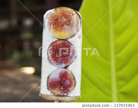 Ice cream bar mixed with fresh figs and Vanilla Greek yogurt Ice cream bar mixed with fresh figs and Vanilla Greek yogurt 137655963