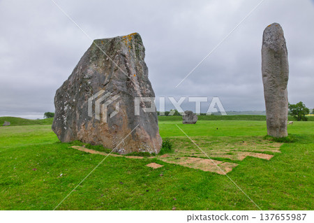 Prehistoric standing stones at Avebury henge England 137655987