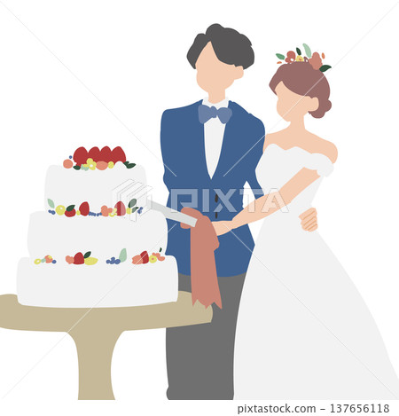 Bride and groom doing cake sword 137656118