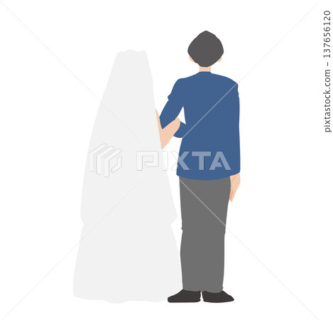The backs of the bride and groom standing side by side. The backs of the bride and groom standing side by side. 137656120
