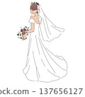 The bride in her wedding dress turns around. 137656127