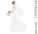 The bride in her wedding dress turns around. 137656128