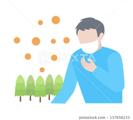 A man who sneezes with pollen A man who sneezes with pollen 137656233